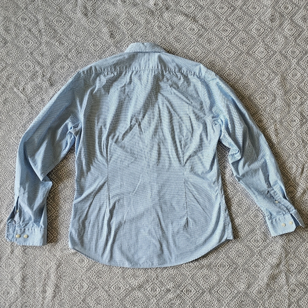 Express Men's Blue Pattern Button Down Fitted Cas… - image 4